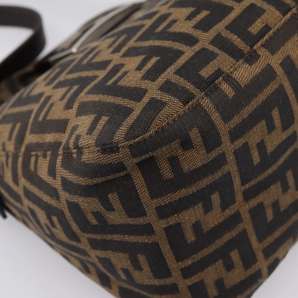 FENDI Zucca Canvas Mamma Baguette Shoulder Bag Black Silver Auth 207292V
