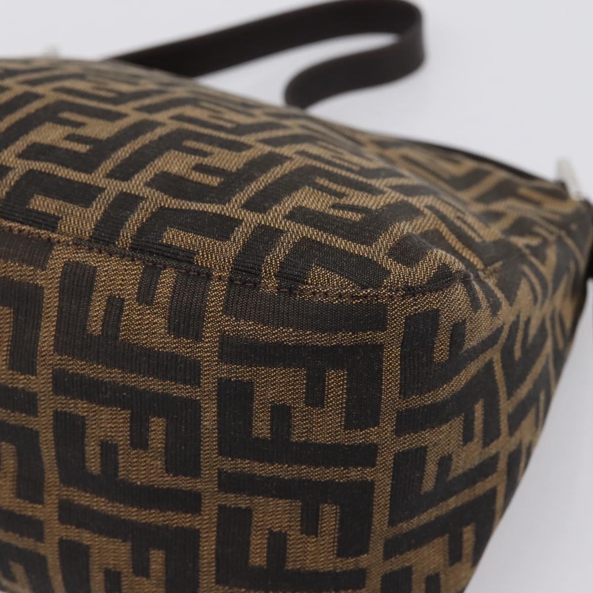 FENDI Zucca Canvas Mamma Baguette Shoulder Bag Black Silver Auth 207292V