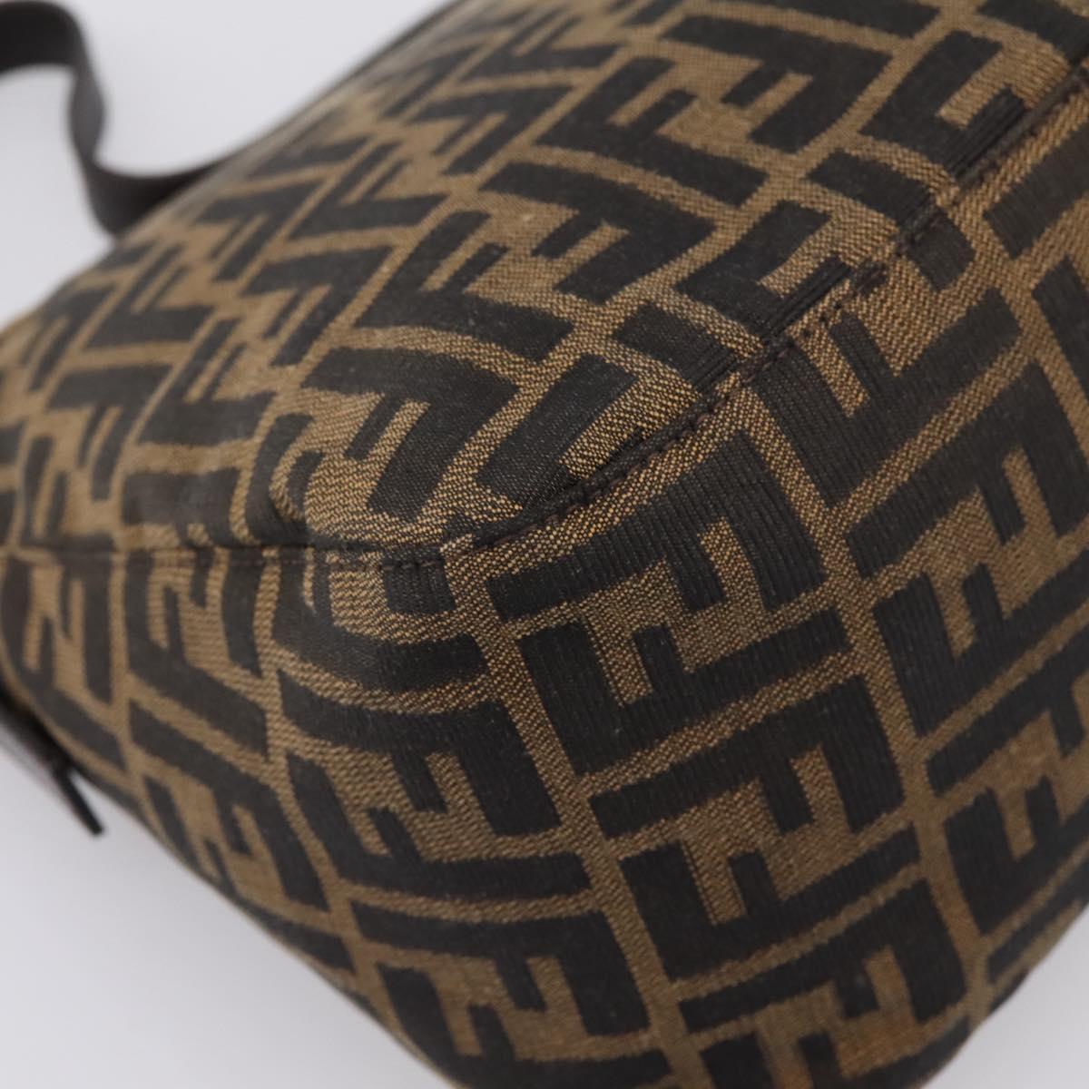 FENDI Zucca Canvas Mamma Baguette Shoulder Bag Black Silver Auth 207292V