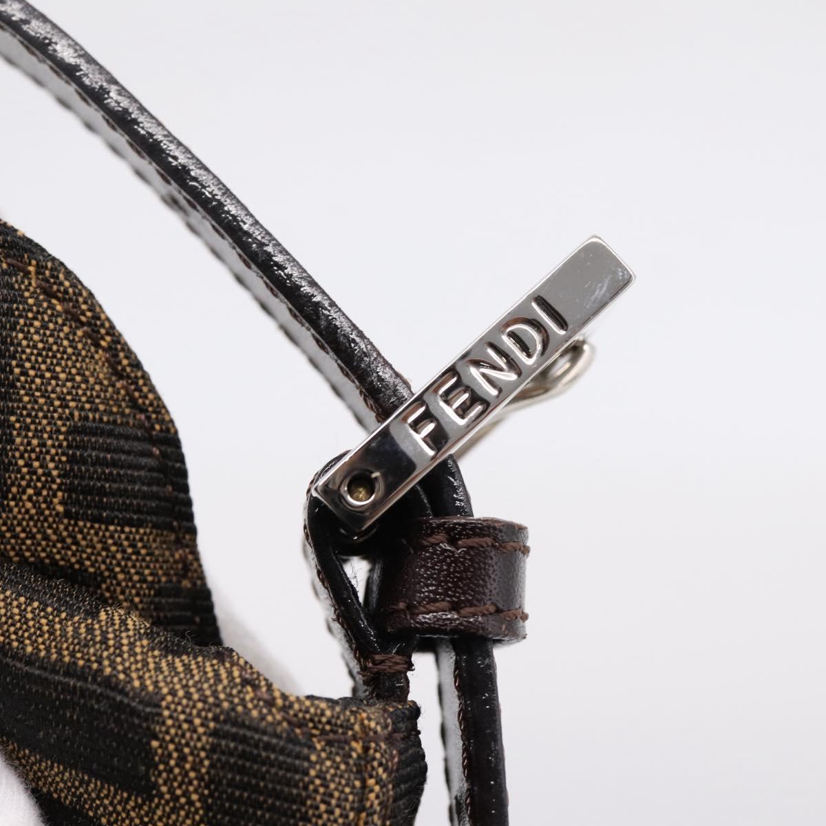 FENDI Zucca Canvas Mamma Baguette Shoulder Bag Black Silver Auth 207292V