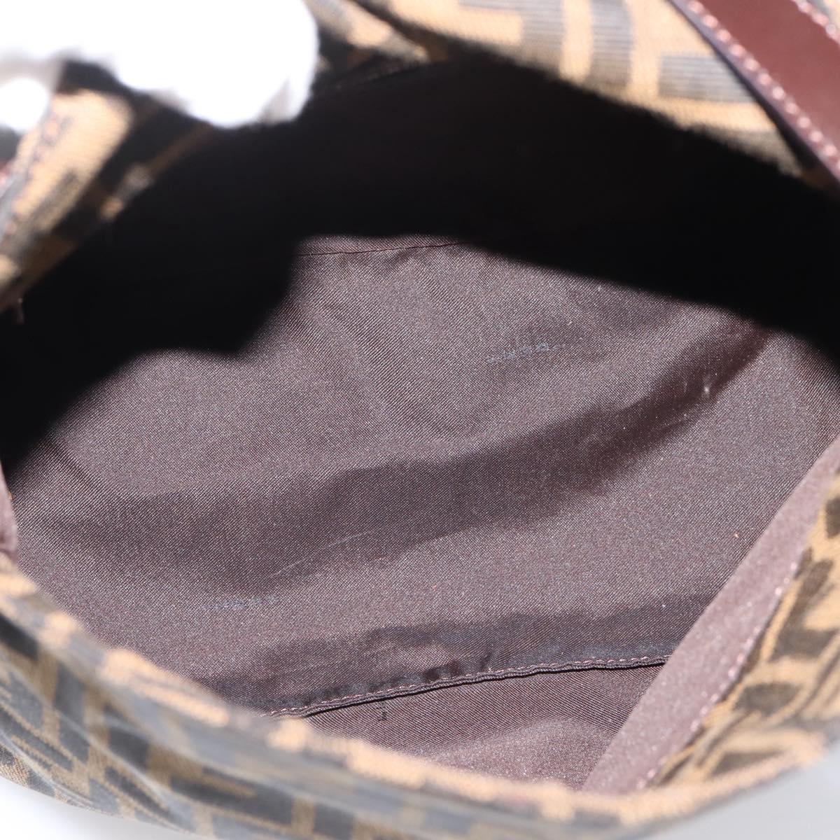 FENDI Zucca Canvas Mamma Baguette Shoulder Bag Black Silver Auth 207292V