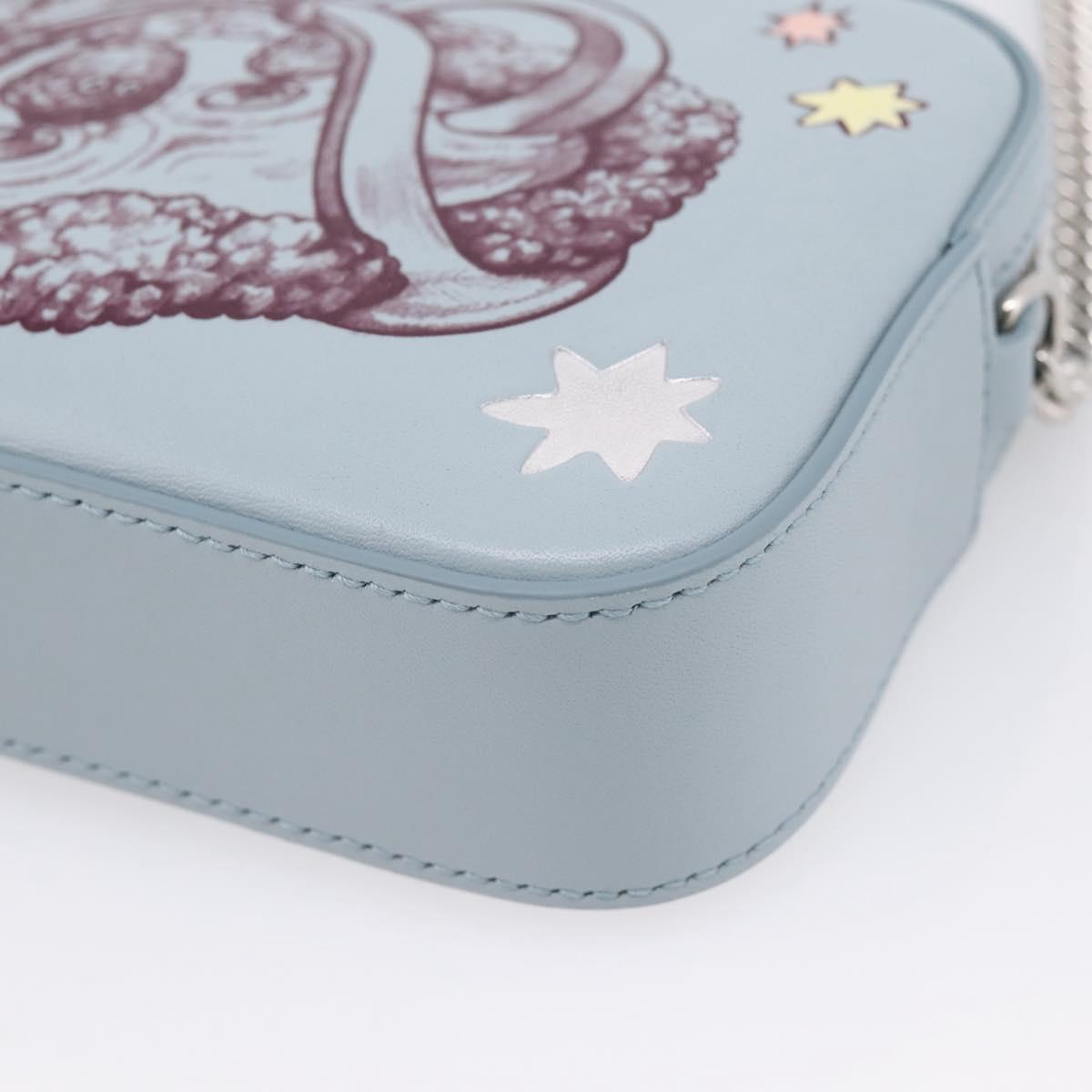 GUCCI Yuko Higuchi Chain Shoulder Bag Leather Light Blue 860648 Auth 207306M