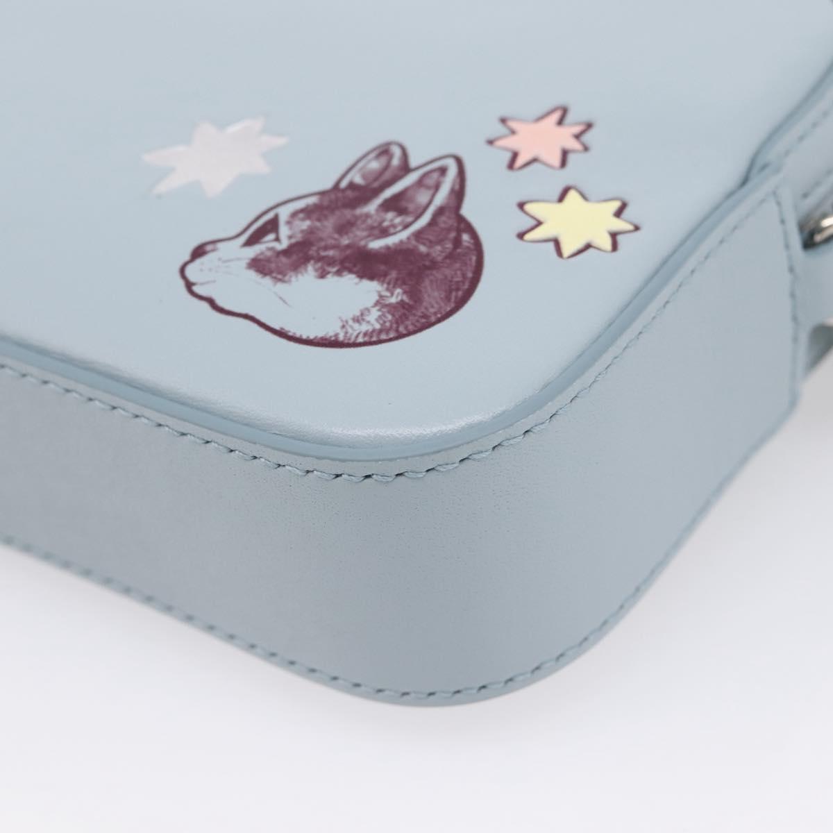 GUCCI Yuko Higuchi Chain Shoulder Bag Leather Light Blue 860648 Auth 207306M