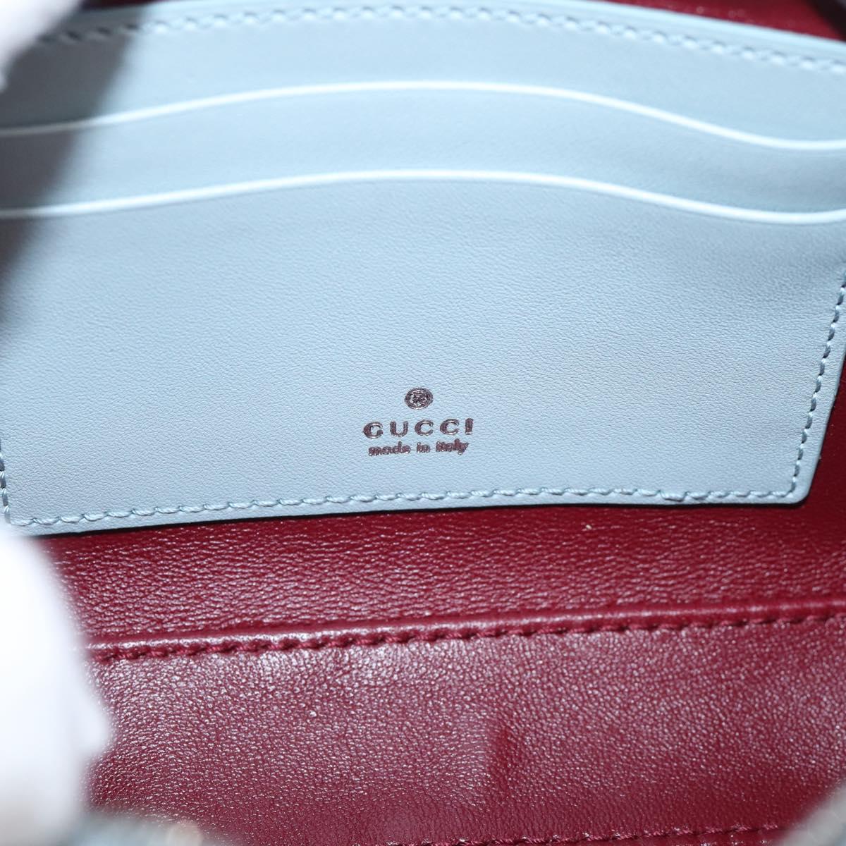 GUCCI Yuko Higuchi Chain Shoulder Bag Leather Light Blue 860648 Auth 207306M