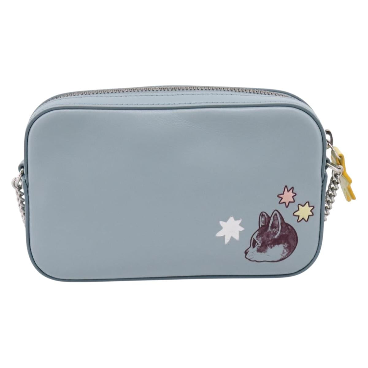 GUCCI Yuko Higuchi Chain Shoulder Bag Leather Light Blue 860648 Auth 207306M