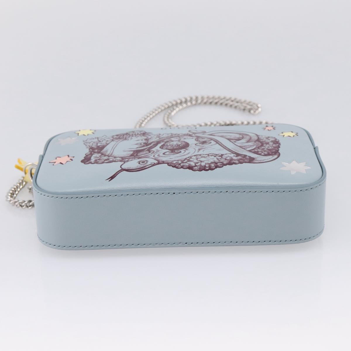 GUCCI Yuko Higuchi Chain Shoulder Bag Leather Light Blue 860648 Auth 207306M