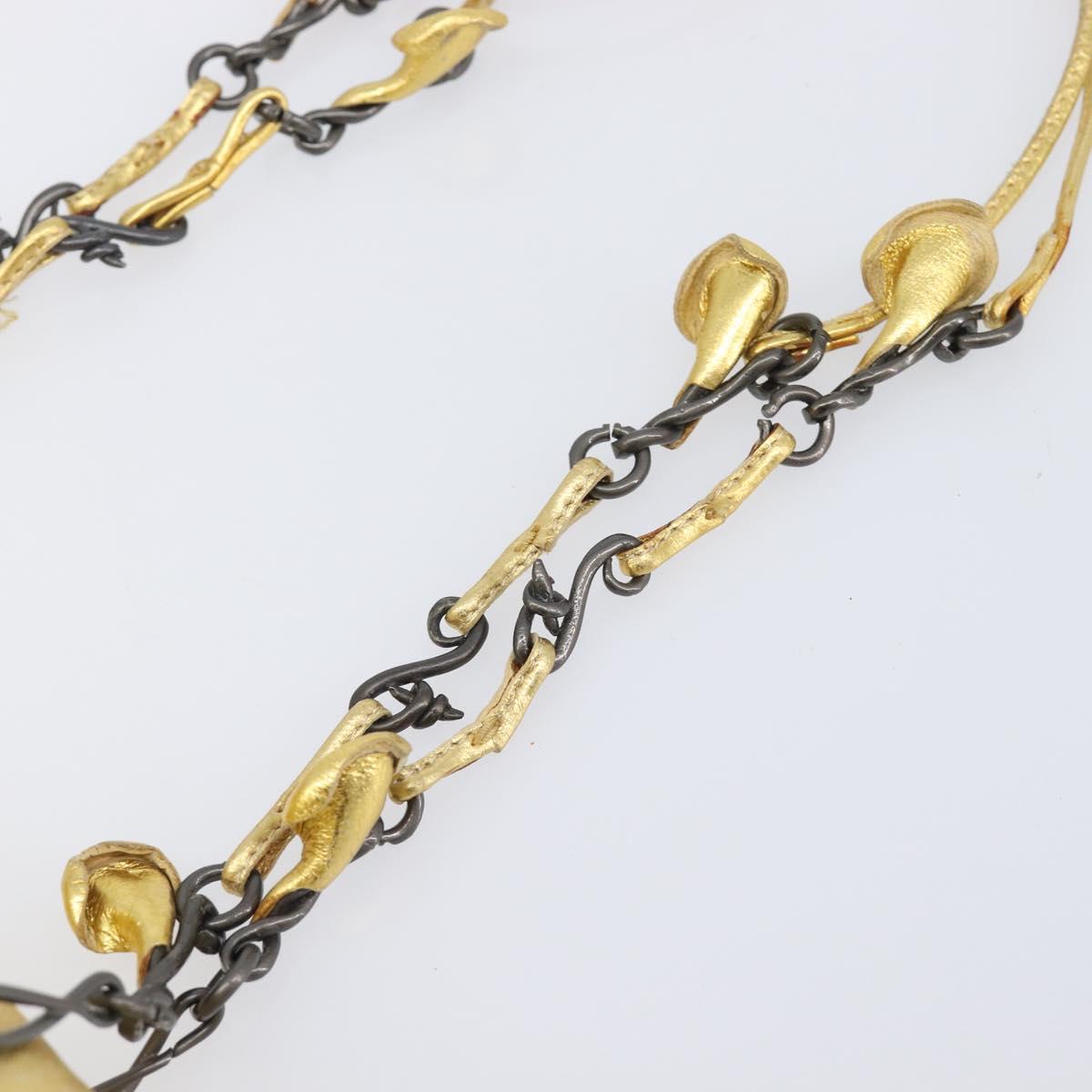 PRADA Chain Shoulder Bag Leather Gold Auth 207307