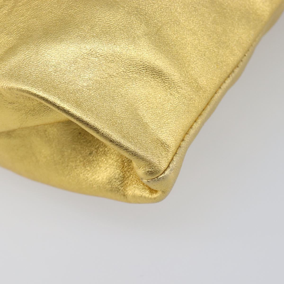 PRADA Chain Shoulder Bag Leather Gold Auth 207307