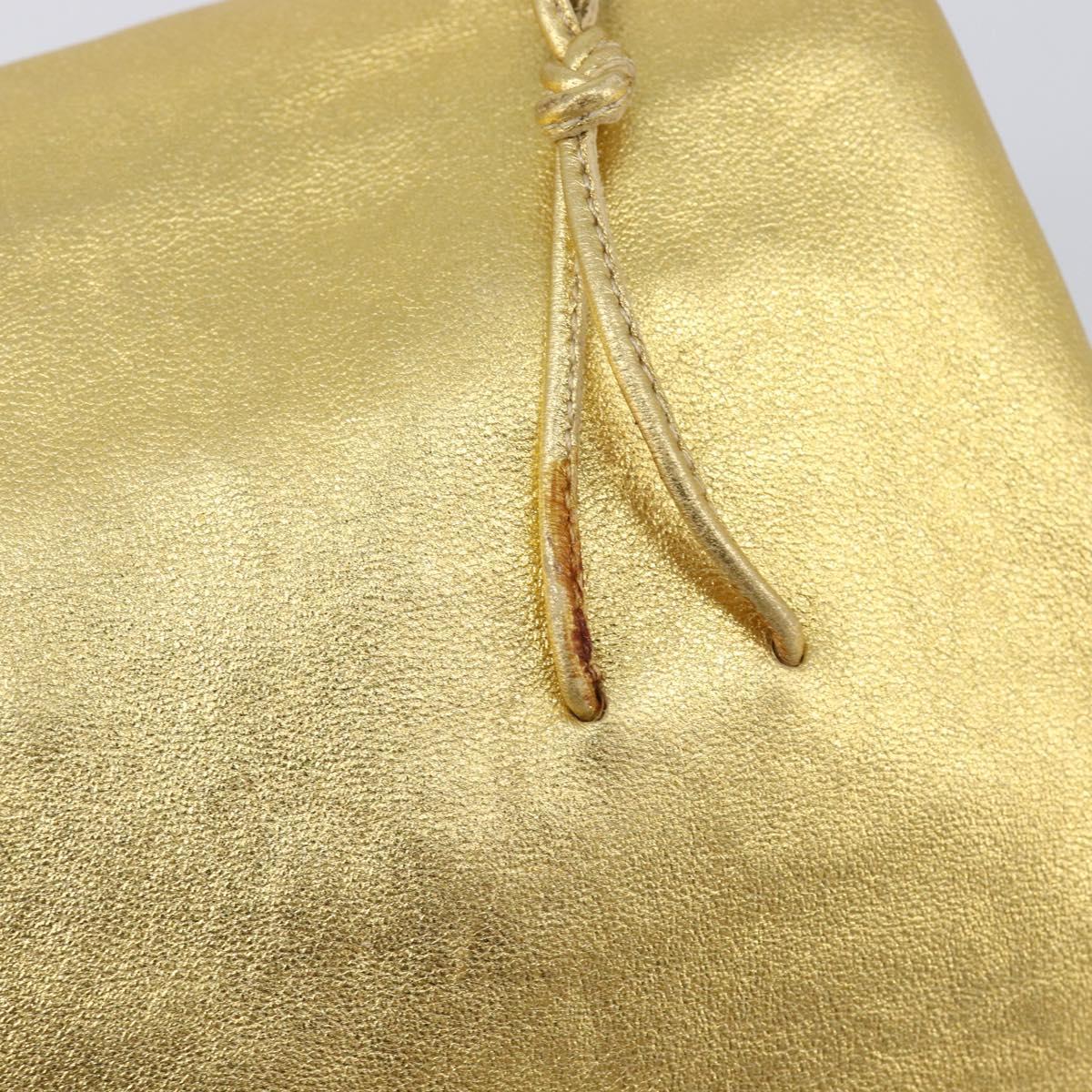 PRADA Chain Shoulder Bag Leather Gold Auth 207307