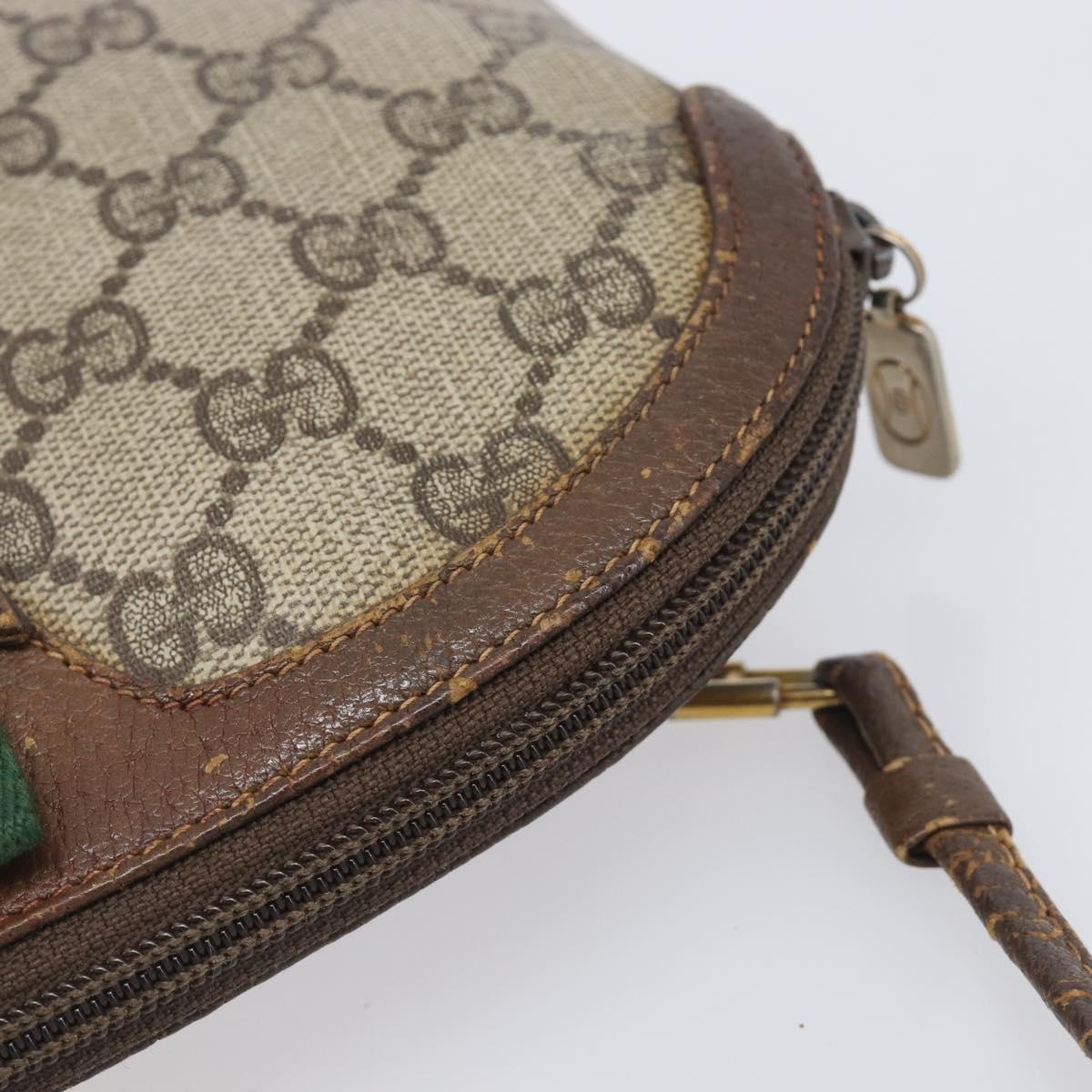 GUCCI GG Supreme Web Sherry Line Shoulder Bag PVC Beige 904 02 047 Auth 207308