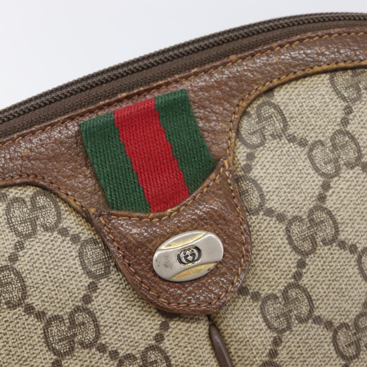 GUCCI GG Supreme Web Sherry Line Shoulder Bag PVC Beige 904 02 047 Auth 207308