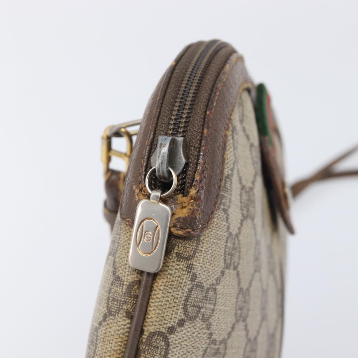 GUCCI GG Supreme Web Sherry Line Shoulder Bag PVC Beige 904 02 047 Auth 207308
