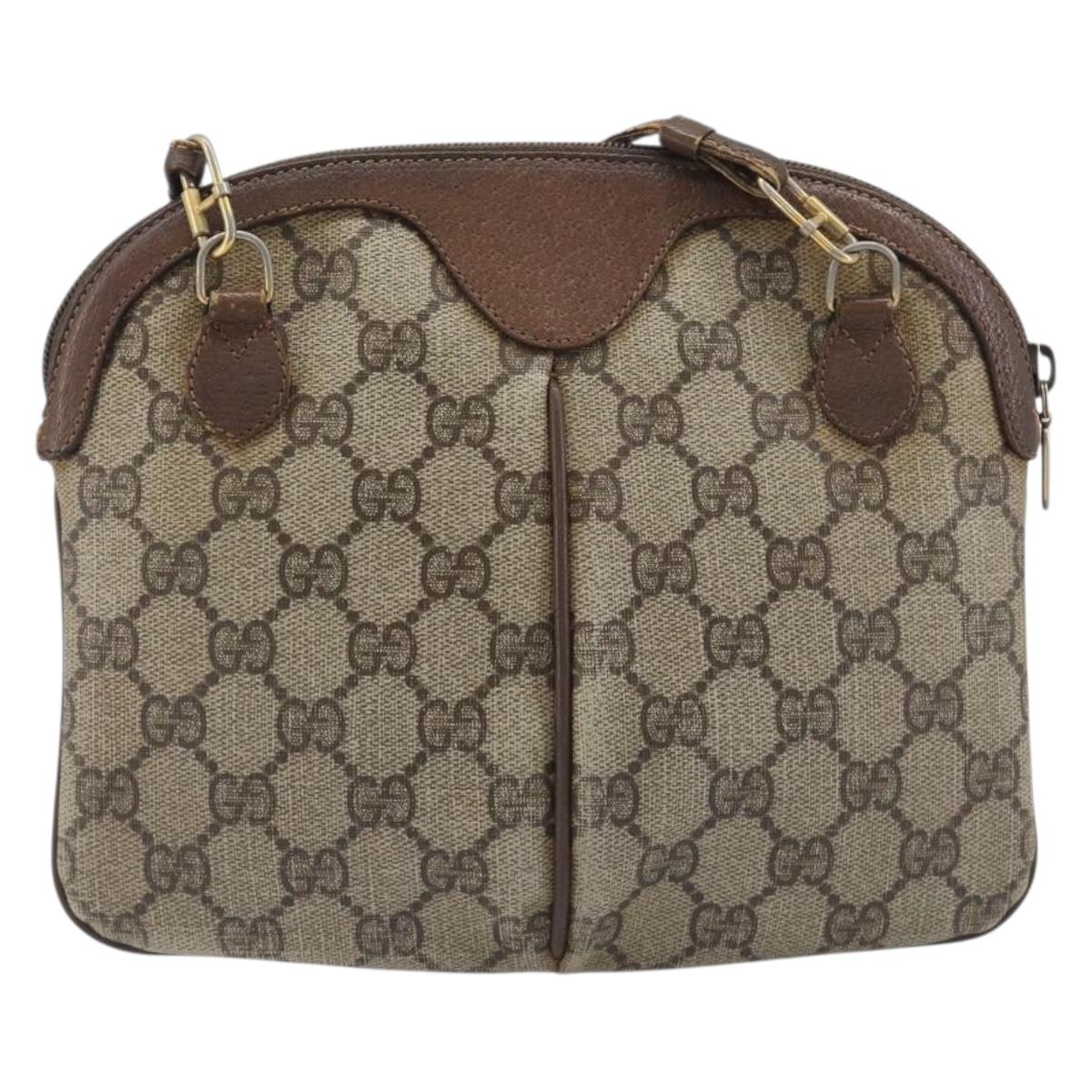 GUCCI GG Supreme Web Sherry Line Shoulder Bag PVC Beige 904 02 047 Auth 207308