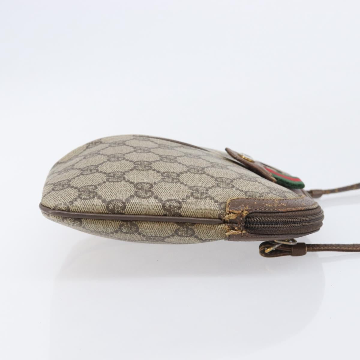 GUCCI GG Supreme Web Sherry Line Shoulder Bag PVC Beige 904 02 047 Auth 207308