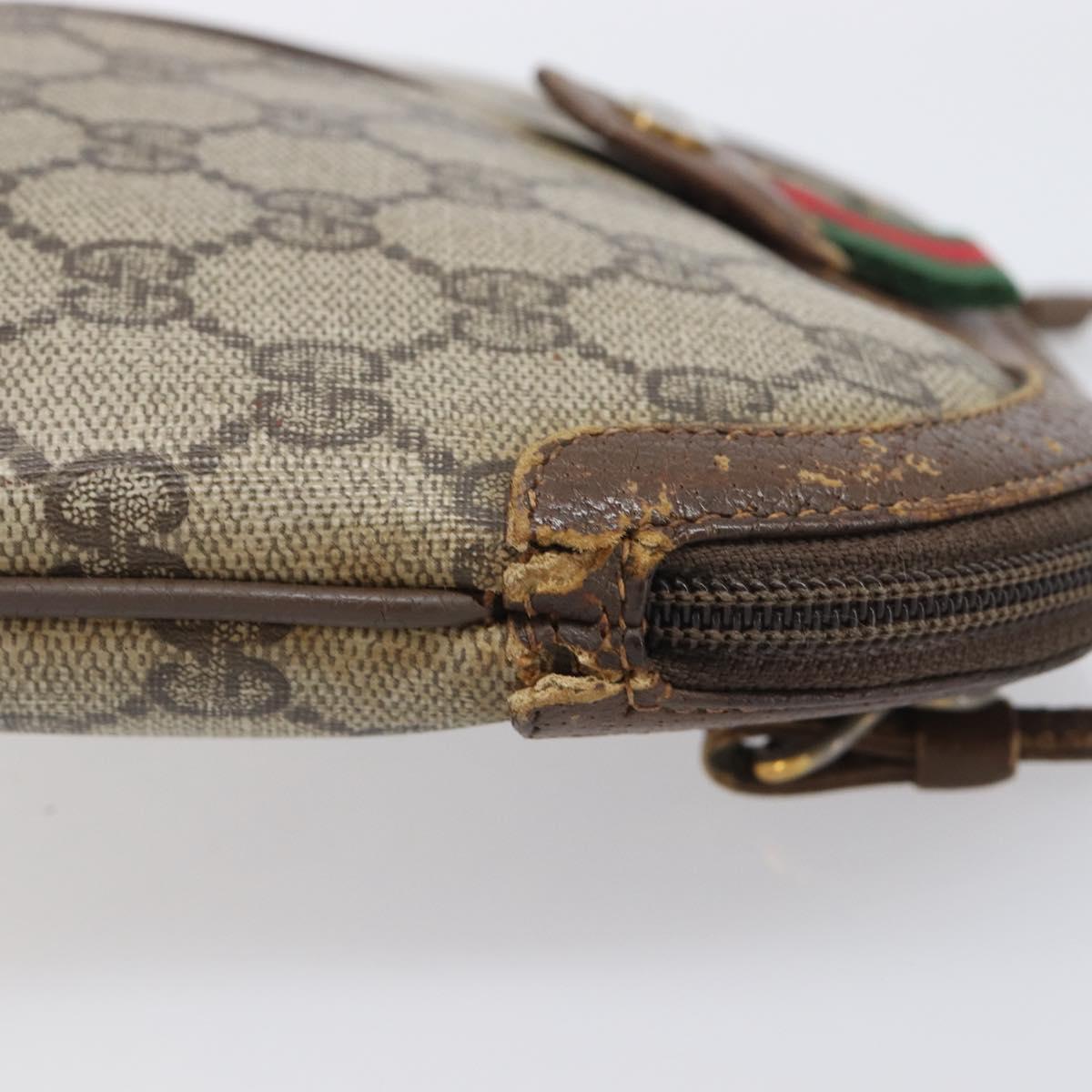 GUCCI GG Supreme Web Sherry Line Shoulder Bag PVC Beige 904 02 047 Auth 207308