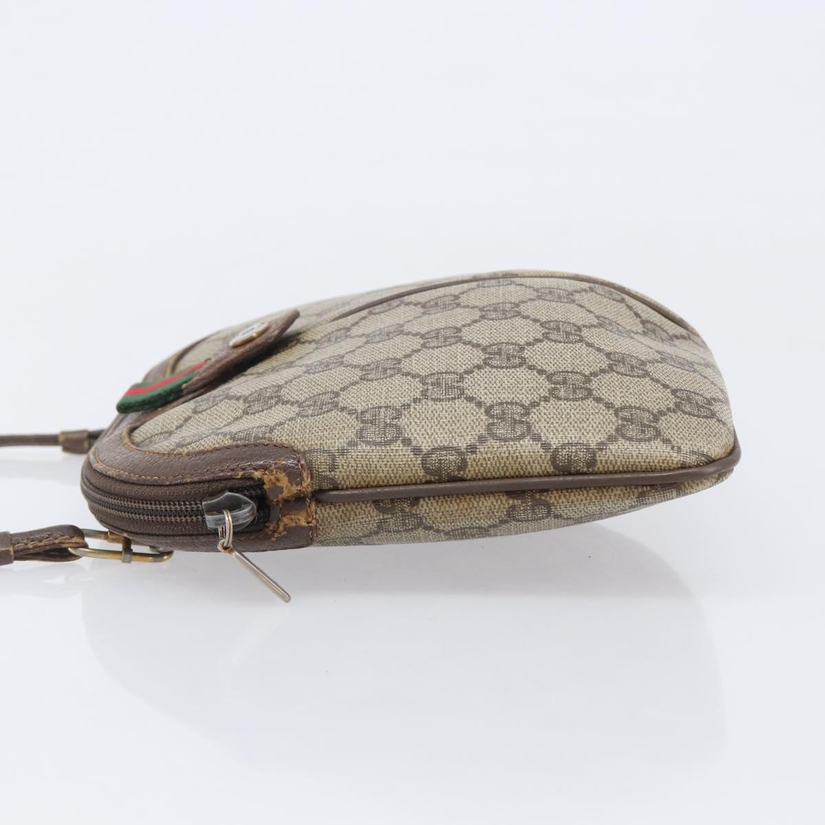 GUCCI GG Supreme Web Sherry Line Shoulder Bag PVC Beige 904 02 047 Auth 207308