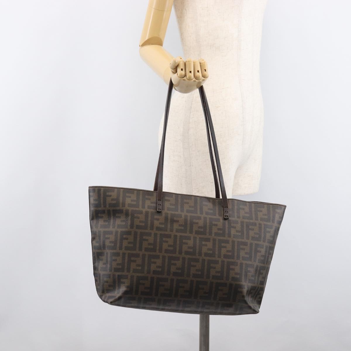 FENDI Zucca Tote Bag PVC Brown 8BH198 Auth 207311