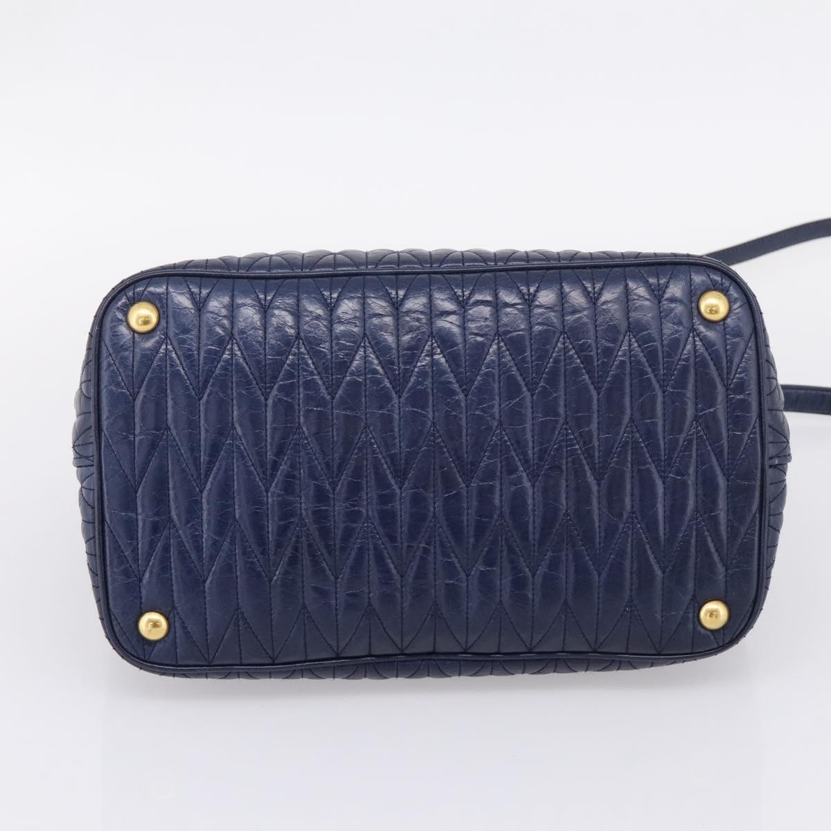 Miu Miu Matelasse Hand Bag Leather 2way Blue Gold Tone Auth 207315V
