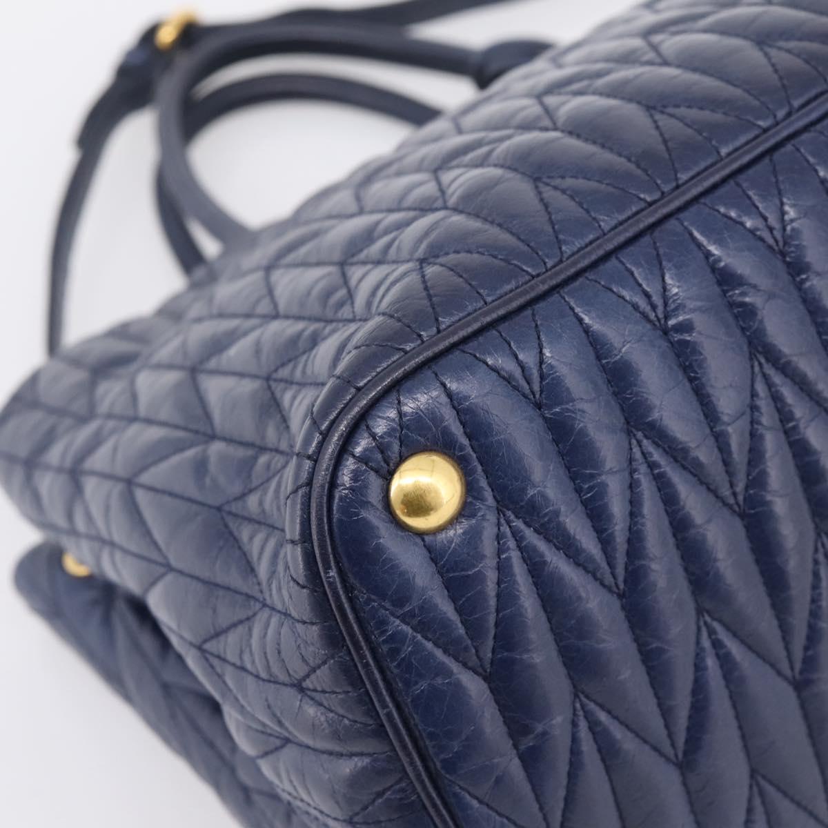 Miu Miu Matelasse Hand Bag Leather 2way Blue Gold Tone Auth 207315V