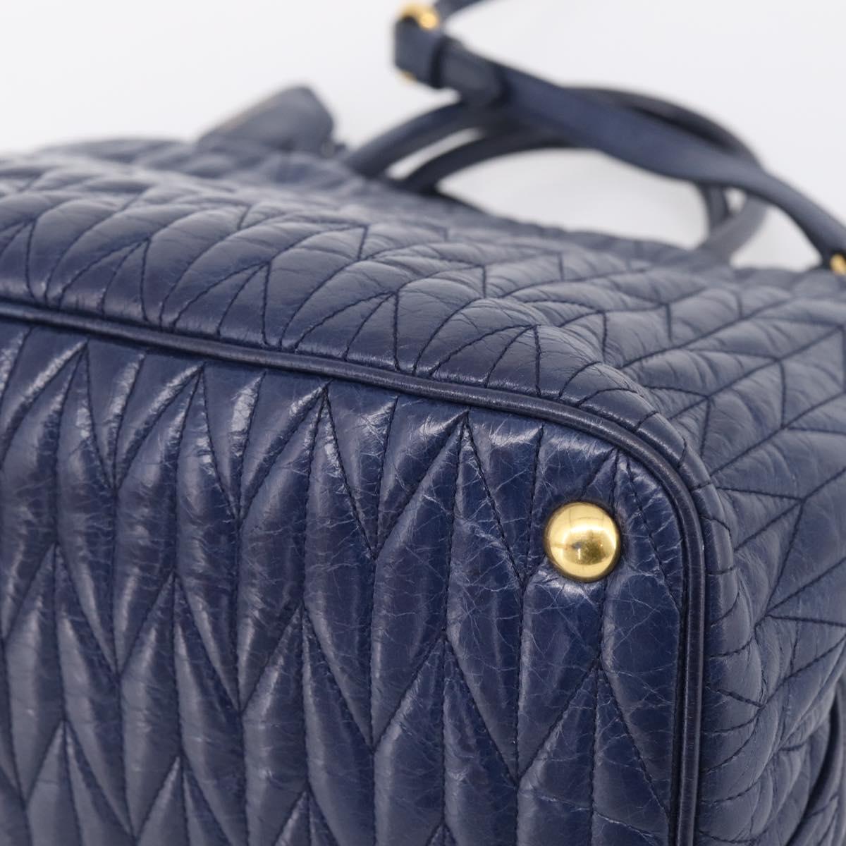 Miu Miu Matelasse Hand Bag Leather 2way Blue Gold Tone Auth 207315V