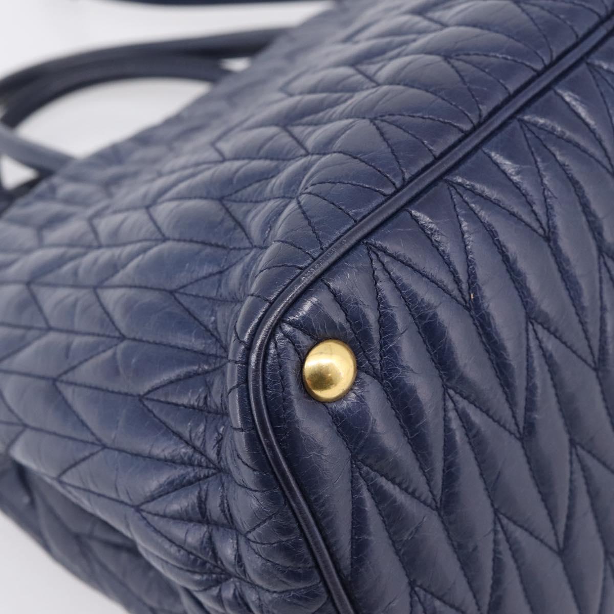 Miu Miu Matelasse Hand Bag Leather 2way Blue Gold Tone Auth 207315V