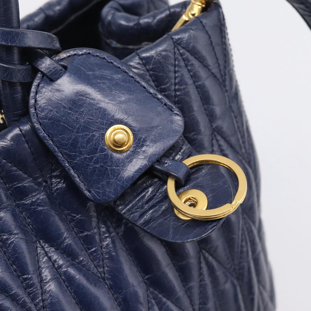 Miu Miu Matelasse Hand Bag Leather 2way Blue Gold Tone Auth 207315V