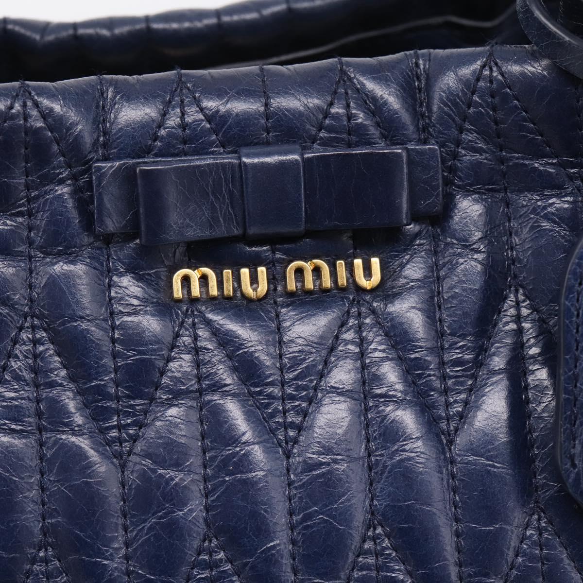 Miu Miu Matelasse Hand Bag Leather 2way Blue Gold Tone Auth 207315V