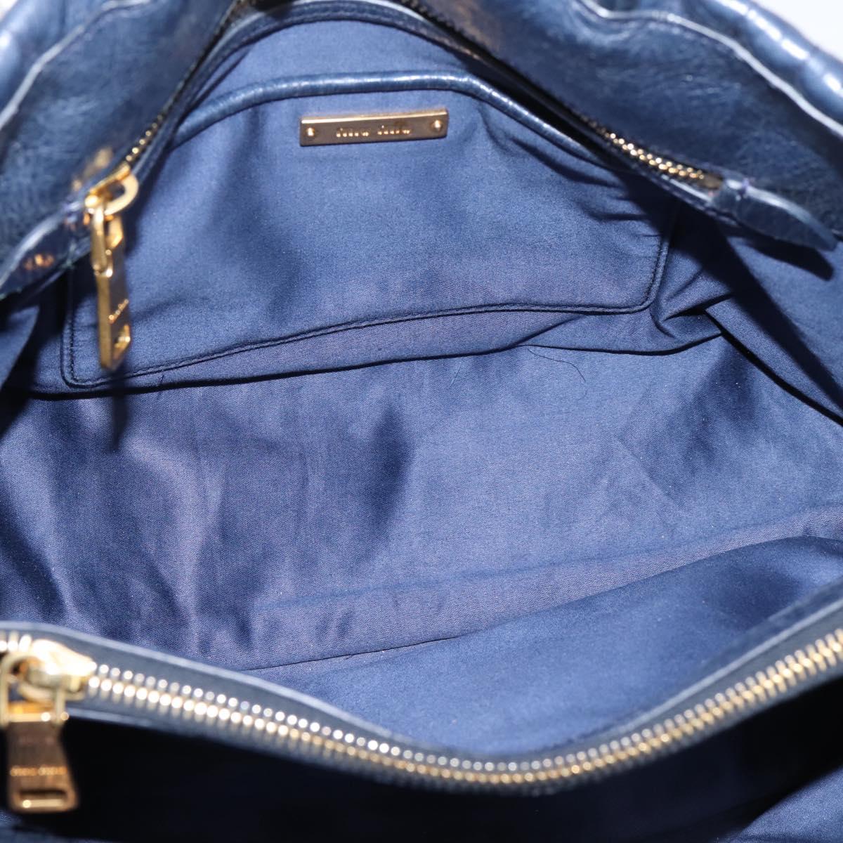 Miu Miu Matelasse Hand Bag Leather 2way Blue Gold Tone Auth 207315V