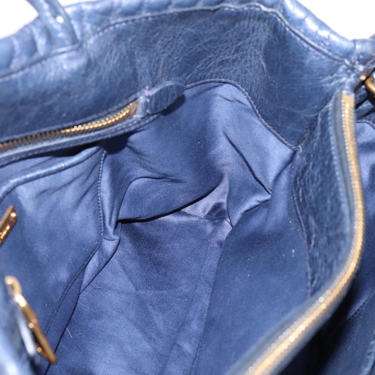 Miu Miu Matelasse Hand Bag Leather 2way Blue Gold Tone Auth 207315V