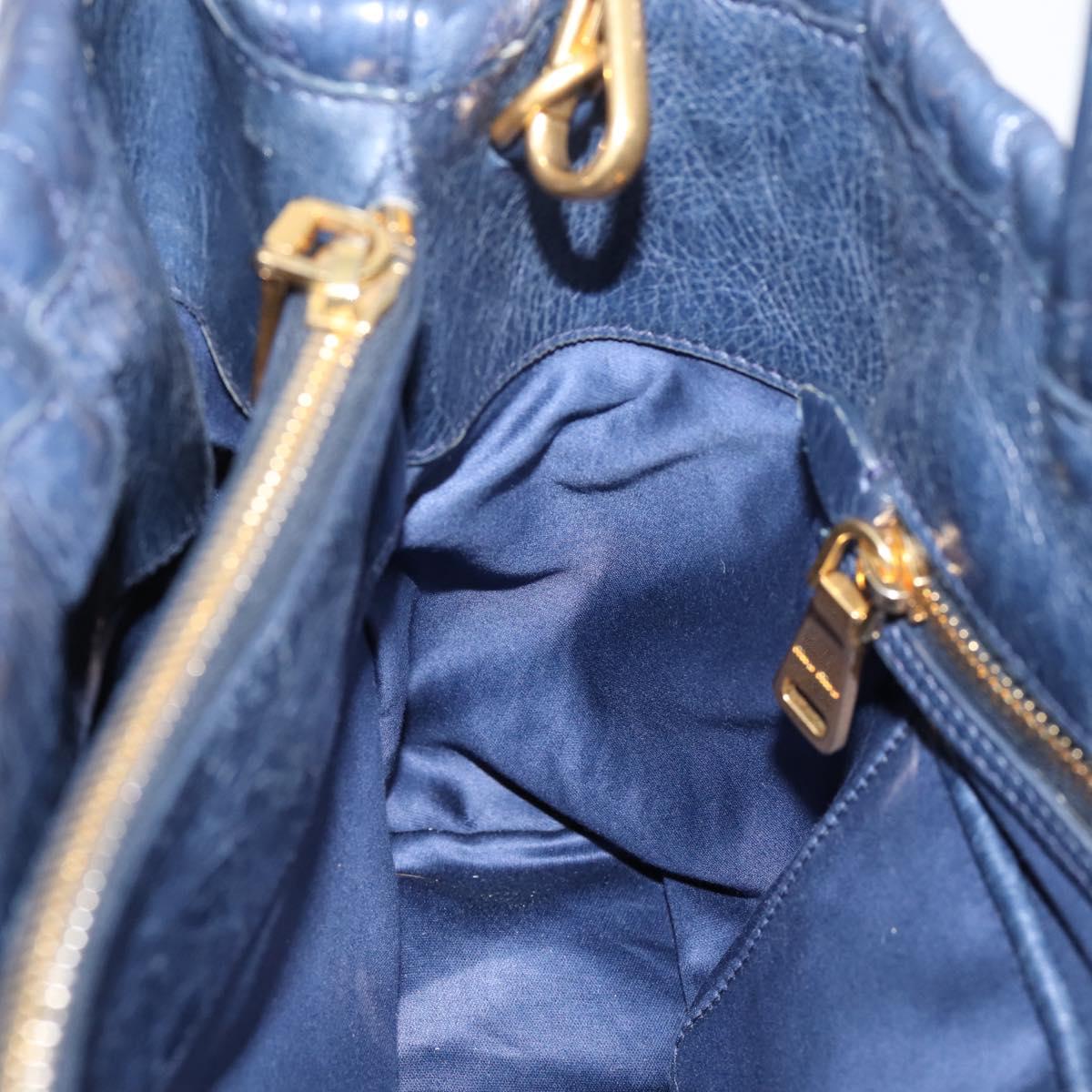 Miu Miu Matelasse Hand Bag Leather 2way Blue Gold Tone Auth 207315V