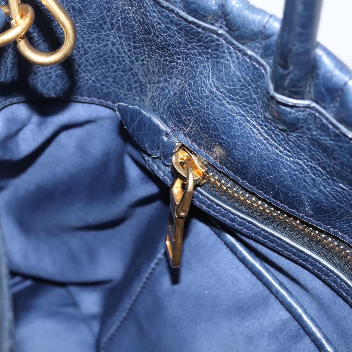 Miu Miu Matelasse Hand Bag Leather 2way Blue Gold Tone Auth 207315V