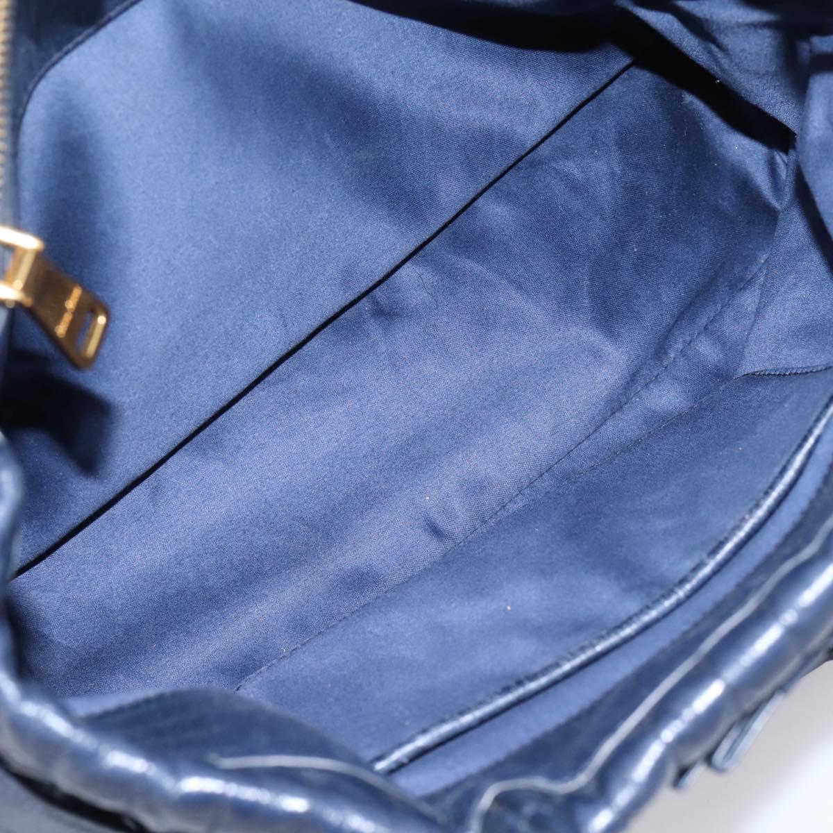 Miu Miu Matelasse Hand Bag Leather 2way Blue Gold Tone Auth 207315V