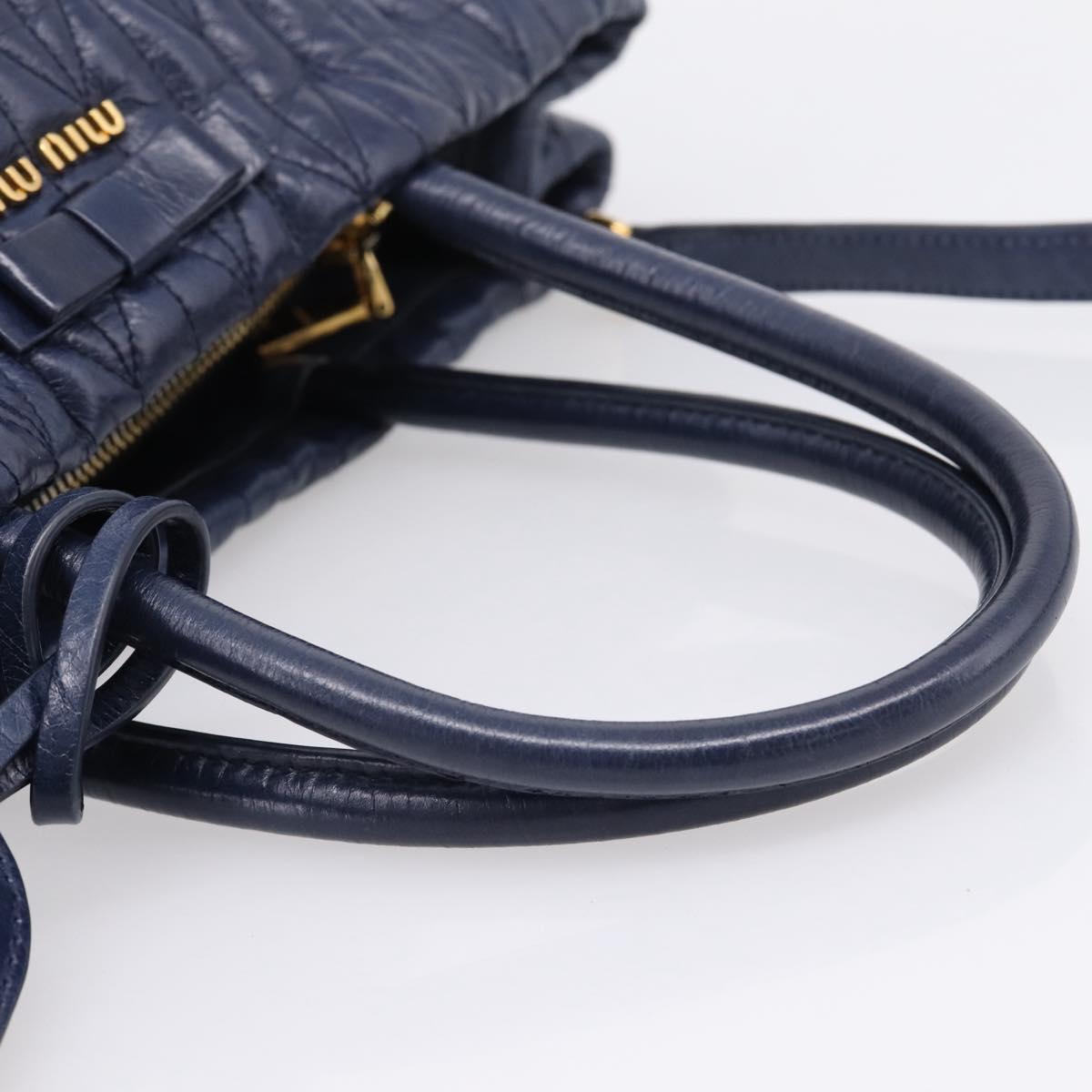 Miu Miu Matelasse Hand Bag Leather 2way Blue Gold Tone Auth 207315V