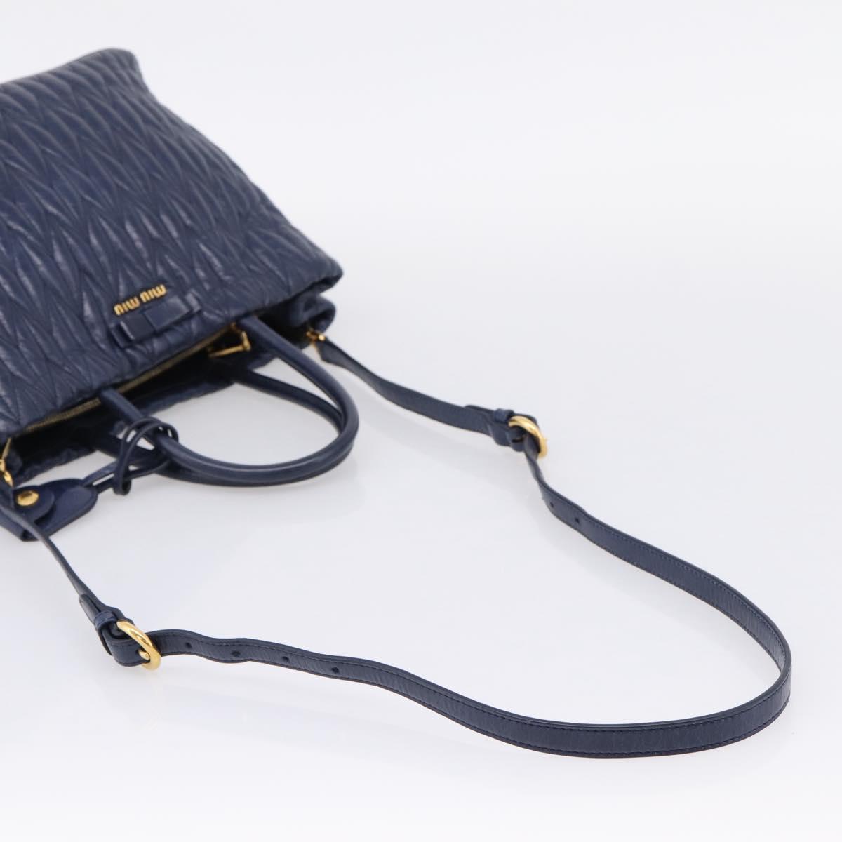 Miu Miu Matelasse Hand Bag Leather 2way Blue Gold Tone Auth 207315V