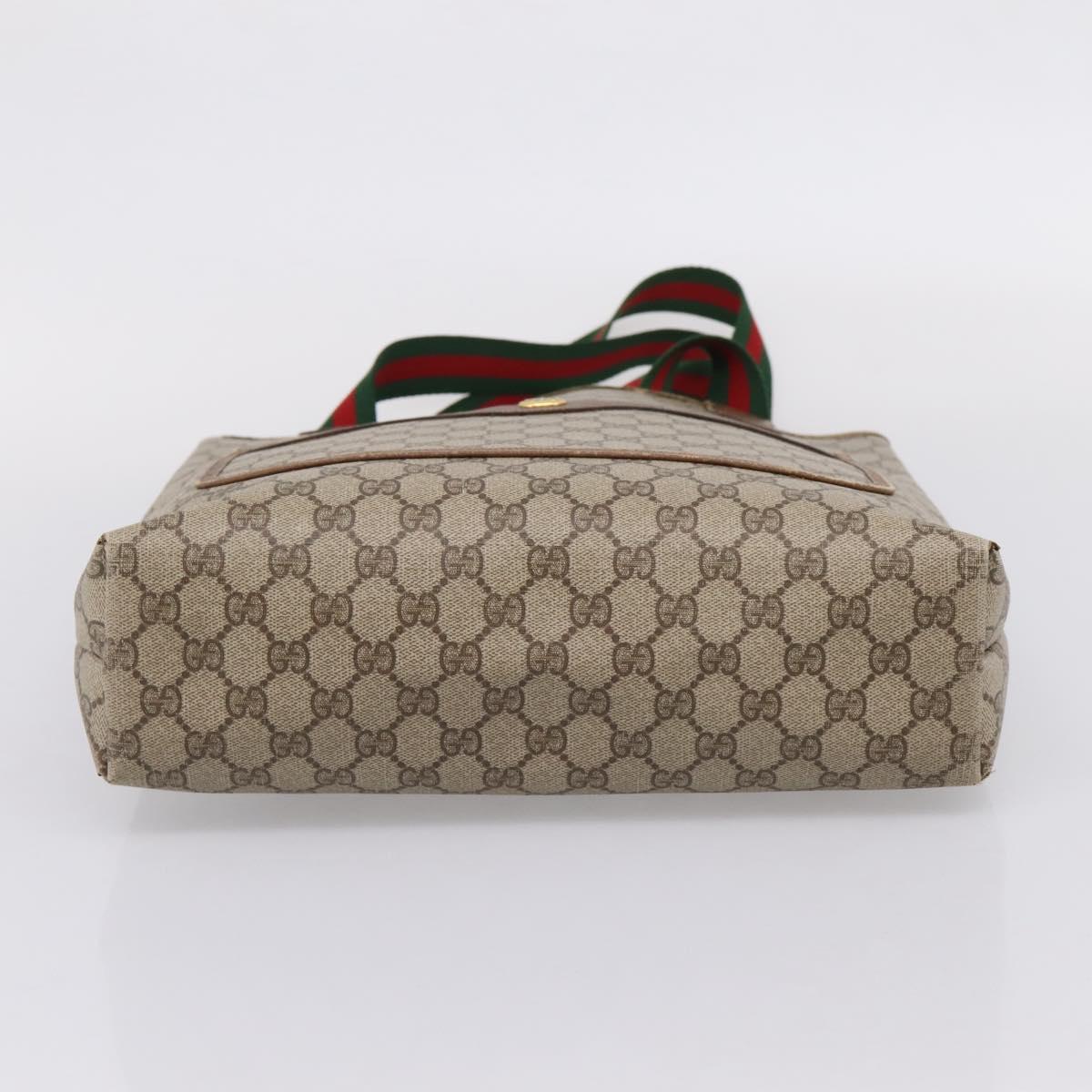 GUCCI GG Supreme Web Sherry Line Tote Bag PVC Beige Gold 39 02 003 Auth 207322