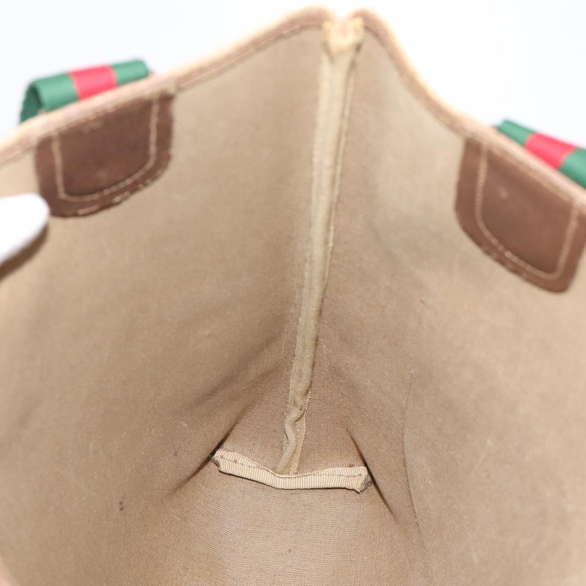 GUCCI GG Supreme Web Sherry Line Tote Bag PVC Beige Gold 39 02 003 Auth 207322