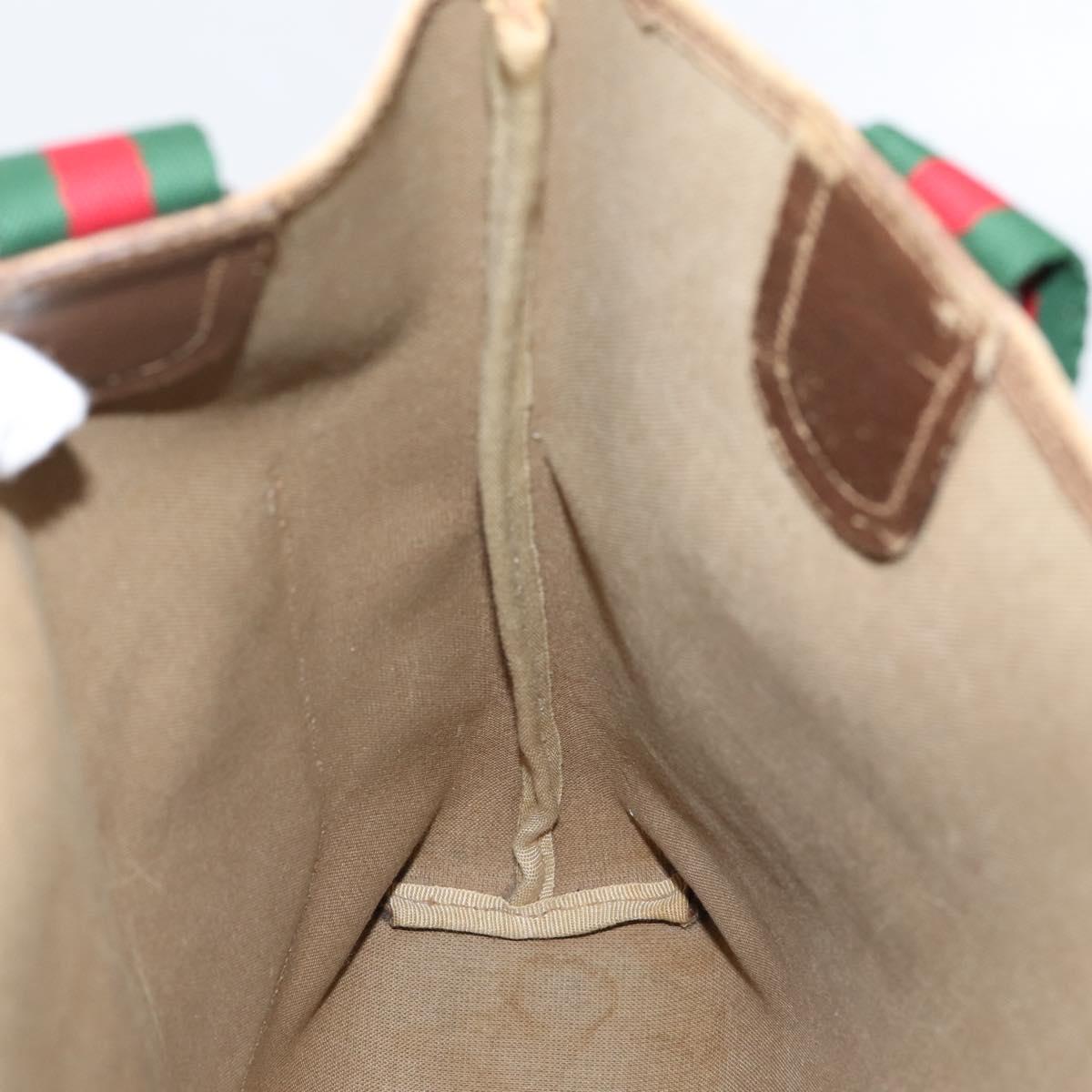 GUCCI GG Supreme Web Sherry Line Tote Bag PVC Beige Gold 39 02 003 Auth 207322
