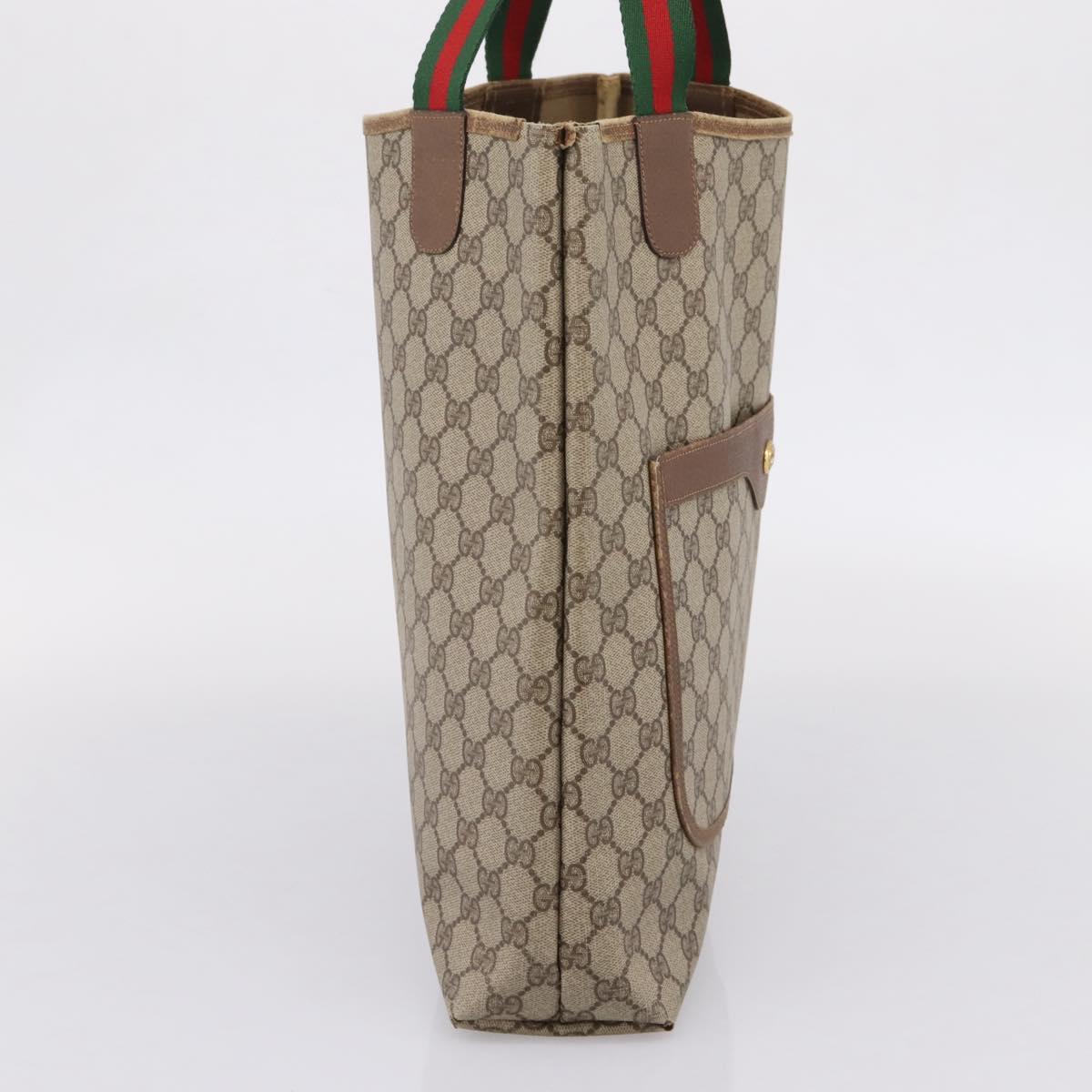 GUCCI GG Supreme Web Sherry Line Tote Bag PVC Beige Gold 39 02 003 Auth 207322