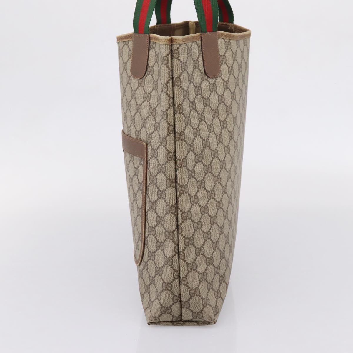 GUCCI GG Supreme Web Sherry Line Tote Bag PVC Beige Gold 39 02 003 Auth 207322