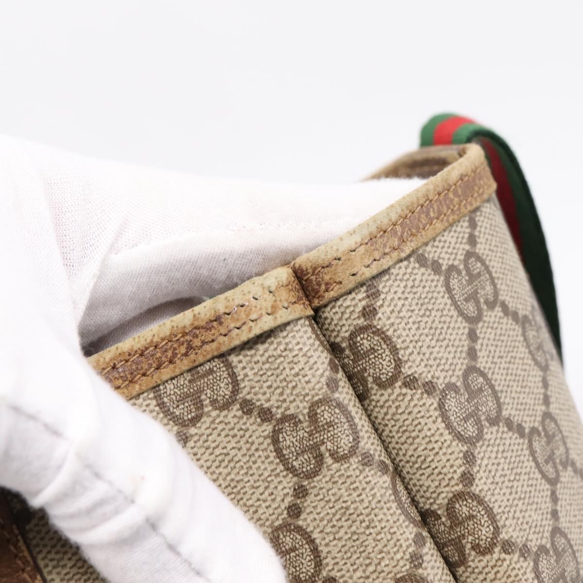 GUCCI GG Supreme Web Sherry Line Tote Bag PVC Beige Gold 39 02 003 Auth 207322