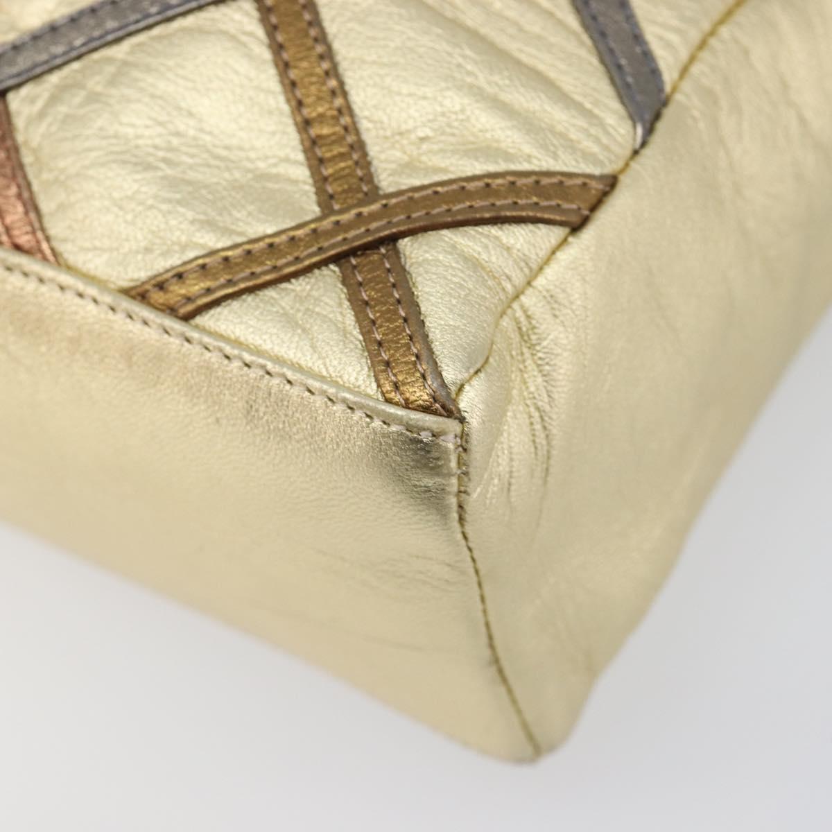 Bally Chain Shoulder Bag Leather Gold Auth 207326