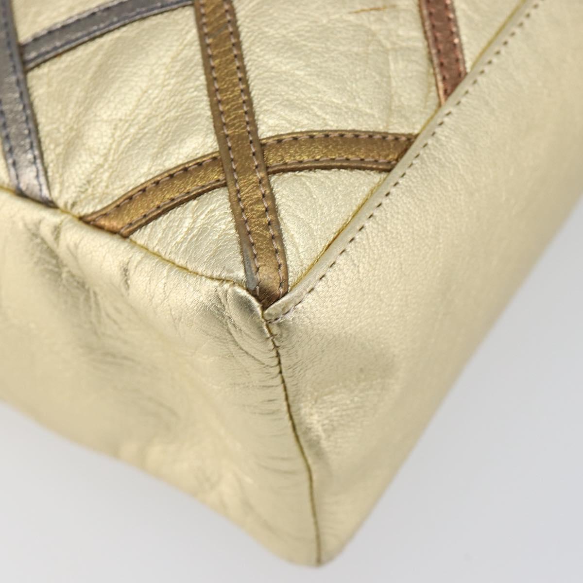 Bally Chain Shoulder Bag Leather Gold Auth 207326
