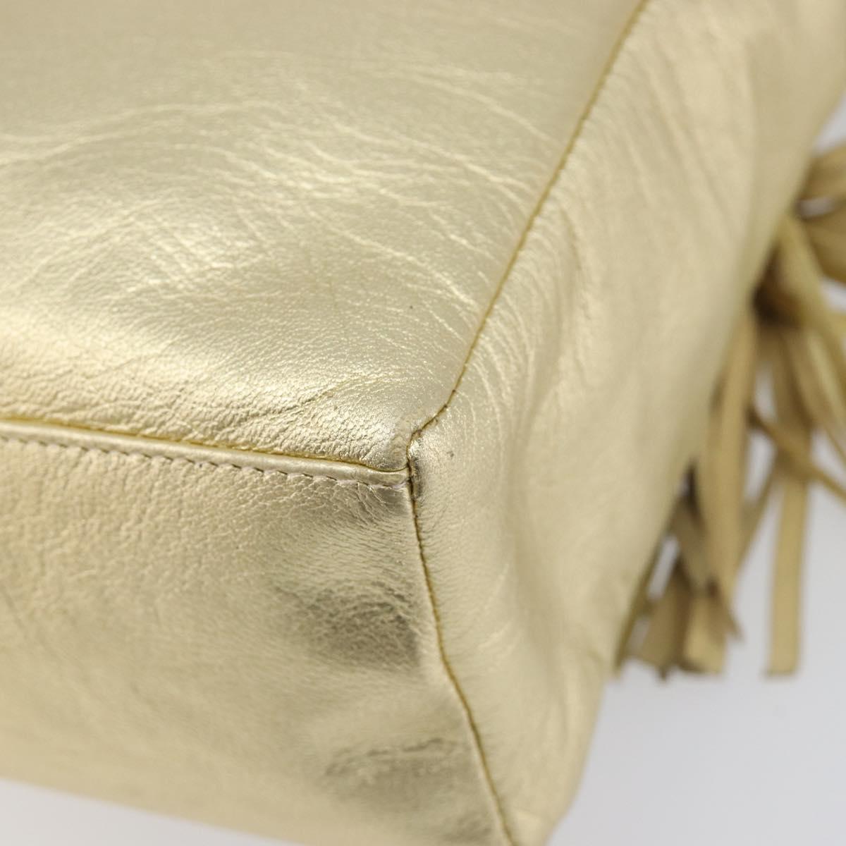 Bally Chain Shoulder Bag Leather Gold Auth 207326