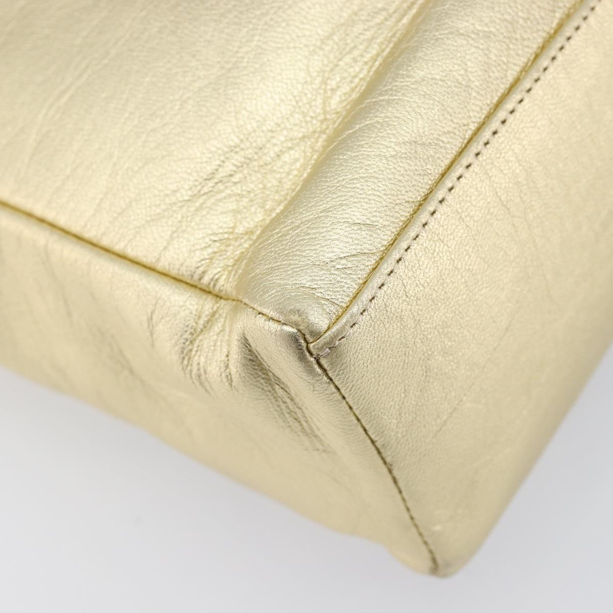 Bally Chain Shoulder Bag Leather Gold Auth 207326