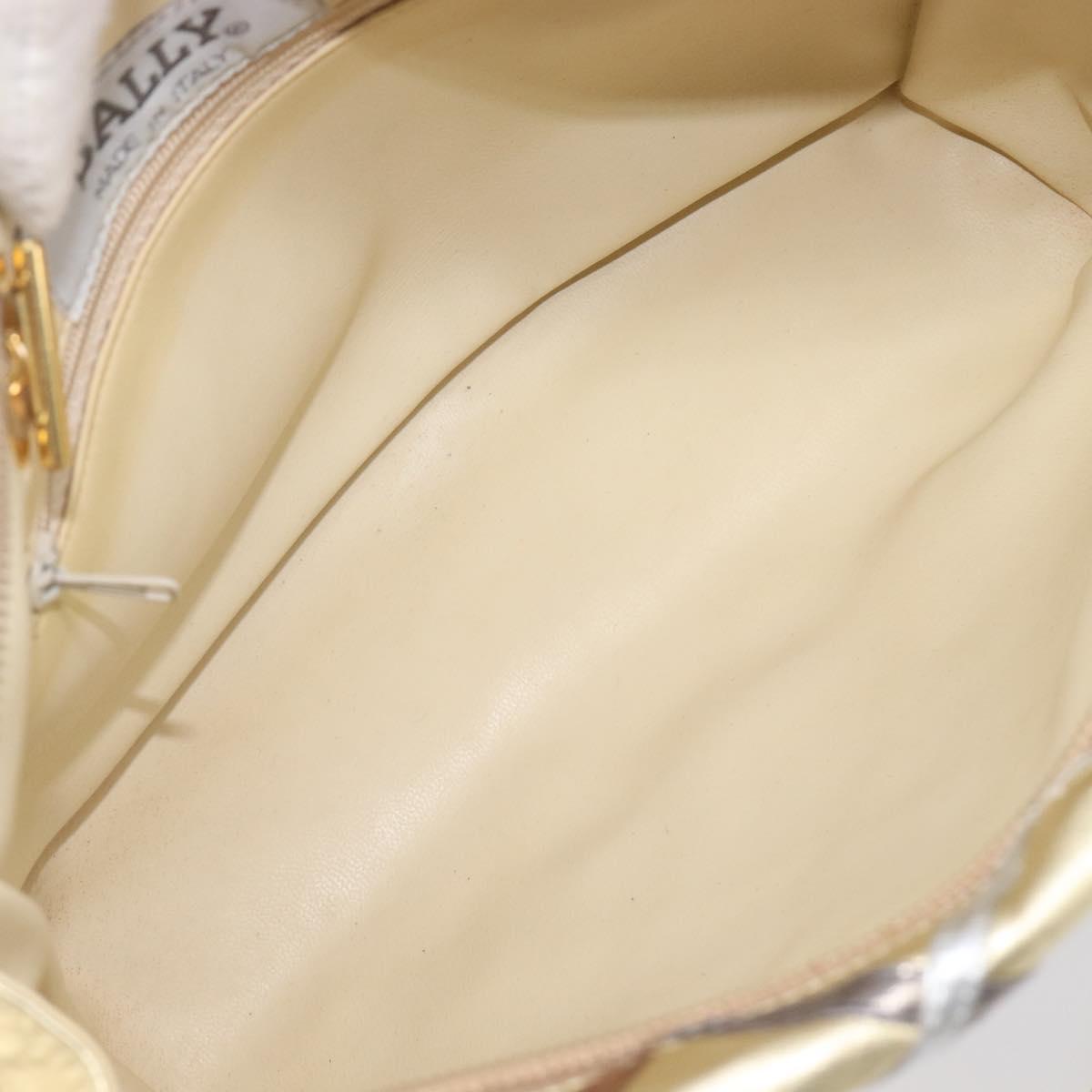 Bally Chain Shoulder Bag Leather Gold Auth 207326