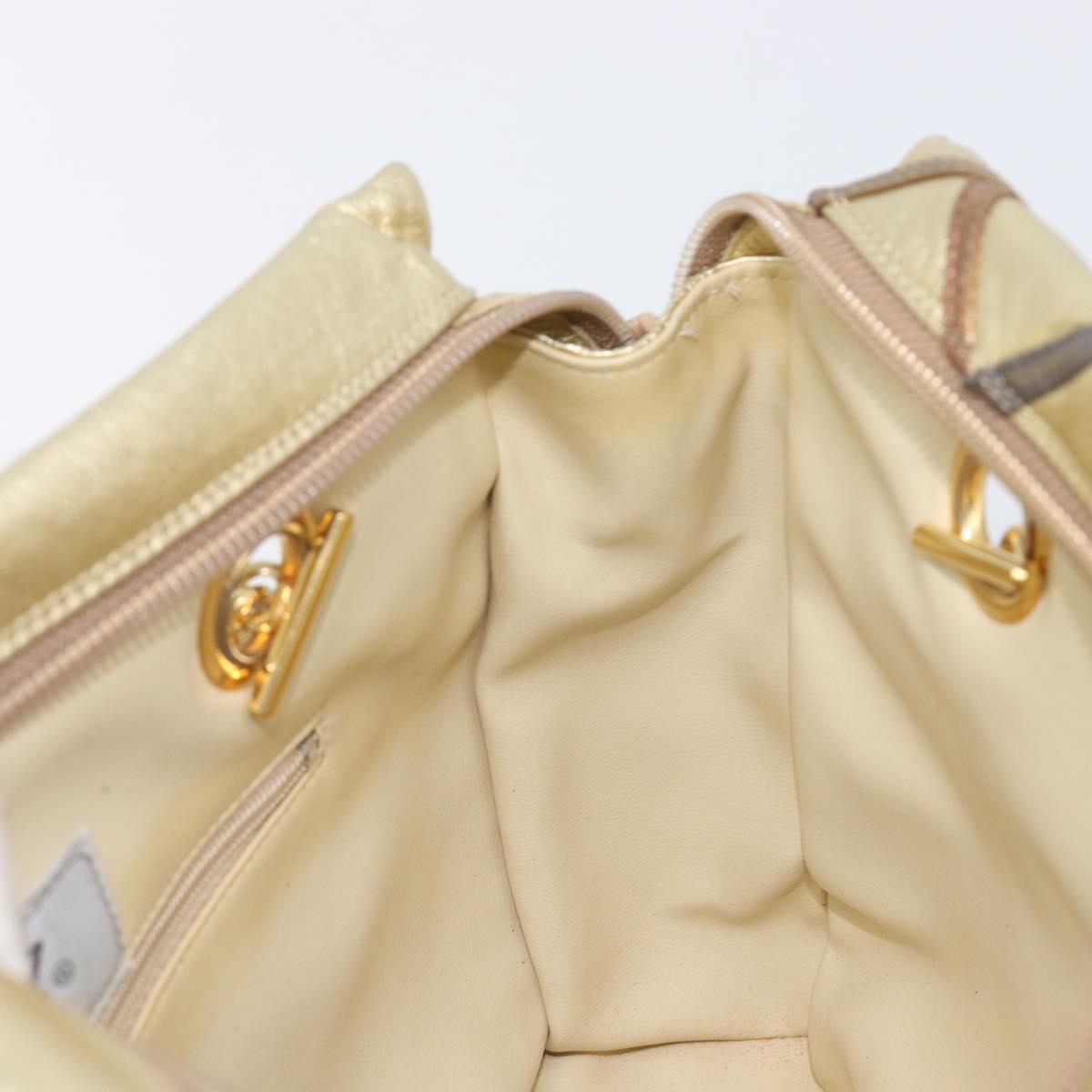 Bally Chain Shoulder Bag Leather Gold Auth 207326