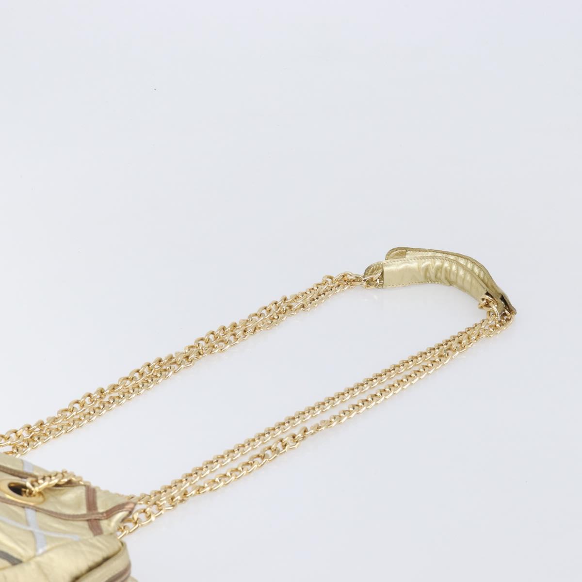 Bally Chain Shoulder Bag Leather Gold Auth 207326