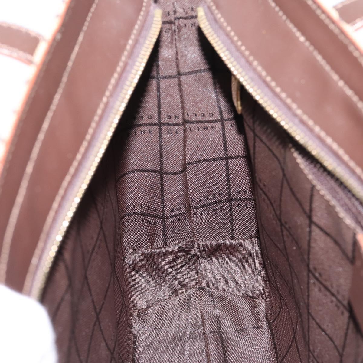 CELINE C Macadam Tote Bag Canvas Beige Gold Tone Auth 207349A