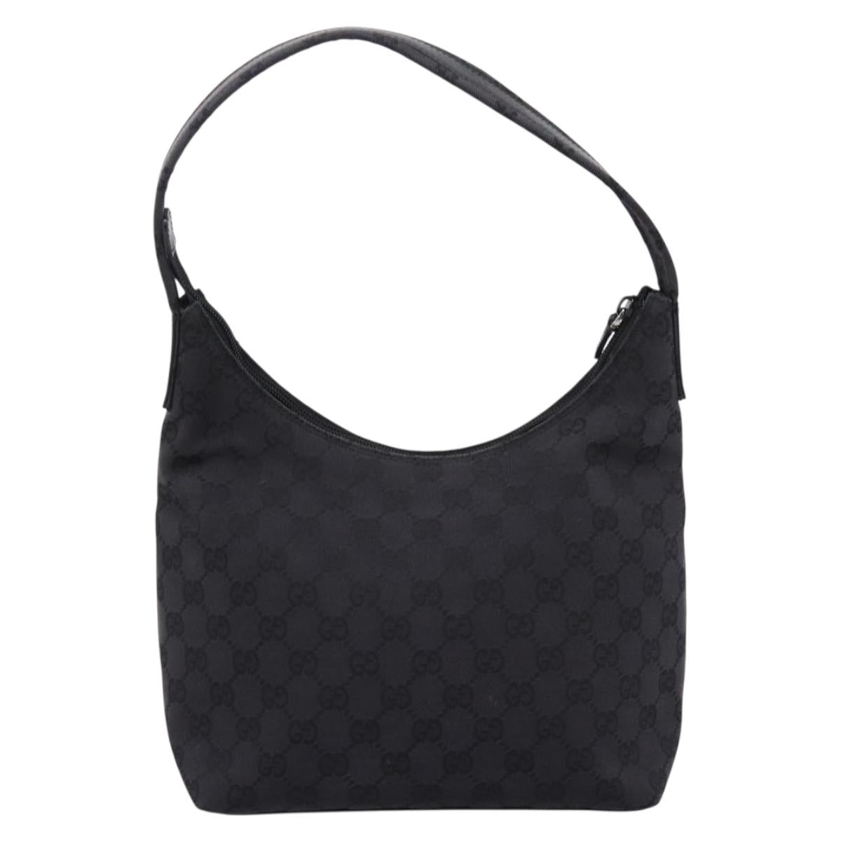 GUCCI GG Canvas Shoulder Bag Black Silver 001 3386 Auth 207352A
