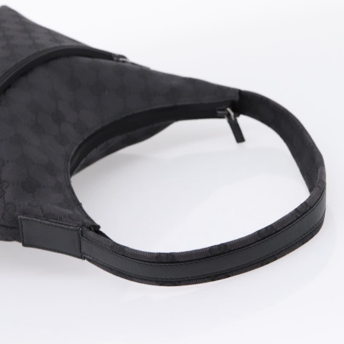 GUCCI GG Canvas Shoulder Bag Black Silver 001 3386 Auth 207352A